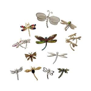 Vintage Dragonfly Brooch Lot of 12, Vintage Lapel Pin Bundle